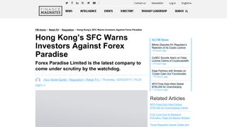 
                            6. Hong Kong's SFC Warns Investors Against Forex Paradise | Finance ...