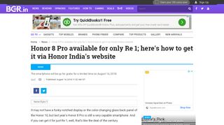 
                            6. Honor 8 Pro available for only Re 1; here's how to get it ... - ...