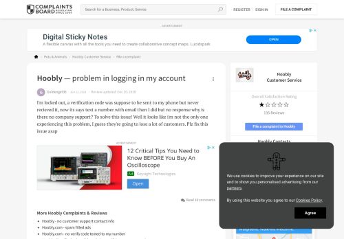 
                            6. Hoobly - Problem in logging in my account, Review 1010813 ...