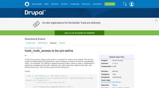 
                            8. hook_node_access is too pro-active [#2554685] | Drupal.org