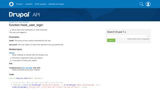 
                            3. hook_user_login | user.api.php | Drupal 7.x | Drupal API