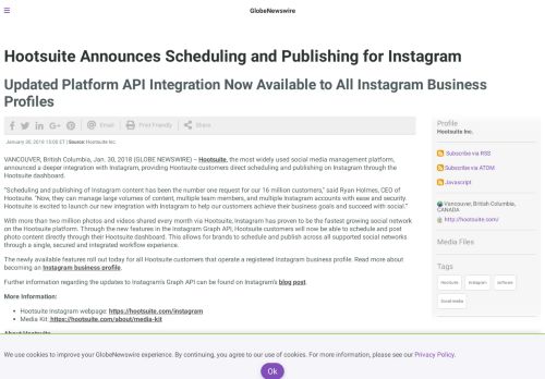 
                            7. Hootsuite Announces Scheduling and Publishing for Instagram