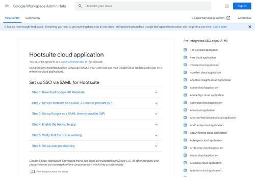 
                            5. Hootsuite cloud application - G Suite Admin Help - Google Support