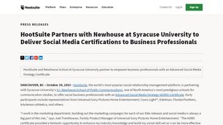 
                            8. HootSuite Partners with Newhouse at Syracuse University ...