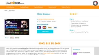 
                            6. Hopa.com Casino 2019 | 100% bis zu 200€ + 20 EXTRA-SPINS!