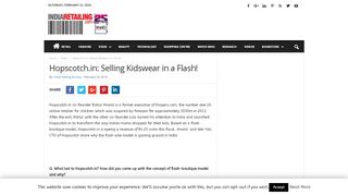 
                            9. Hopscotch.in: Selling Kidswear in a Flash! - Indiaretailing.com