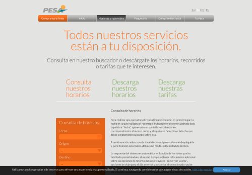 
                            2. Horarios y recorridos - Transportes PESA, S.A.