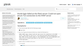 
                            7. Horde login failed on the Plesk server: Could not open secure TLS ...