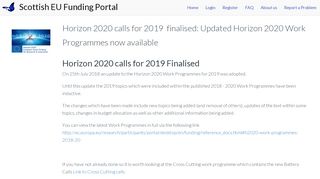 
                            11. Horizon 2020 calls for 2019 finalised - Scottish EU Funding Portal