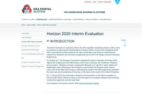 
                            9. Horizon 2020 Interim Evaluation - ERA Portal Austria