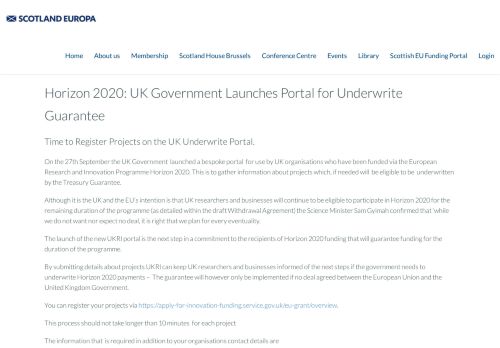 
                            11. Horizon 2020: UK Government Launches Portal ... - Scotland Europa