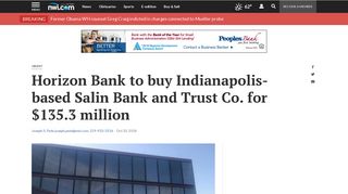 
                            11. Horizon Bank to buy Indianapolis-based Salin Bank and Trust Co ...