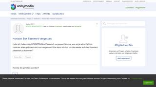 
                            2. Horizon Box Passwort vergessen. | Unitymedia Community