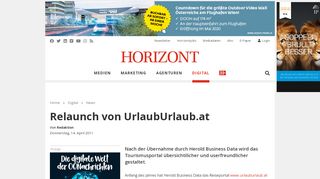 
                            3. HORIZONT: Relaunch von UrlaubUrlaub.at