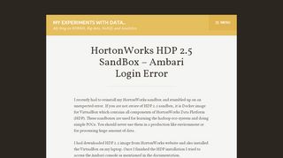 
                            4. HortonWorks HDP 2.5 SandBox – Ambari Login Error – My ...