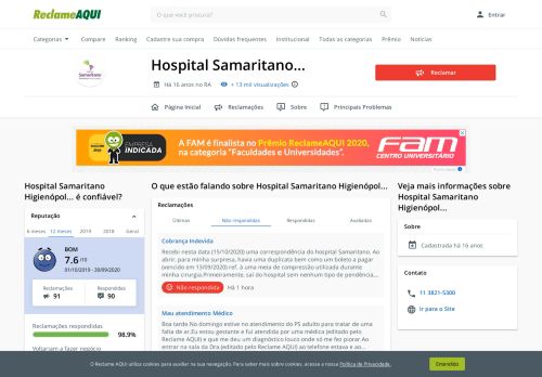 
                            6. Hospital Samaritano de São Paulo - Reclame Aqui