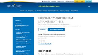 
                            13. Hospitality and Tourism Management - M.S. < Kent State University