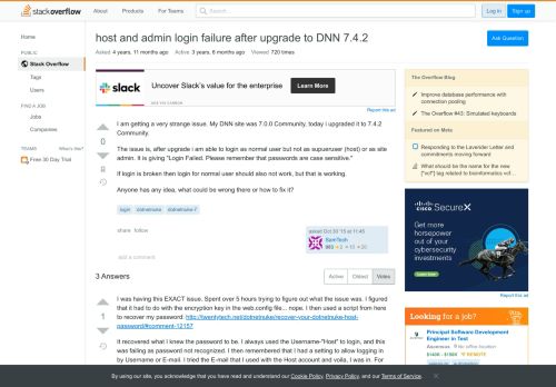 
                            11. host and admin login failure after upgrade to DNN 7.4.2 - Stack Overflow