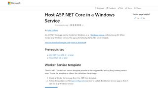 
                            12. Host ASP.NET Core in a Windows Service | Microsoft Docs