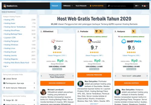 
                            12. Host Web Gratis Terbaik Tahun 2019 | HostAdvice