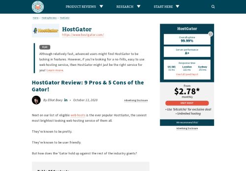 
                            10. HostGator Review - See Their Server Speed Data & Customer Interviews