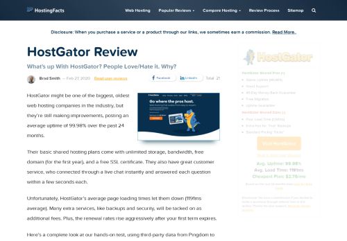 
                            6. HostGator Review: Why People Love/Hate HostGator (+stats)