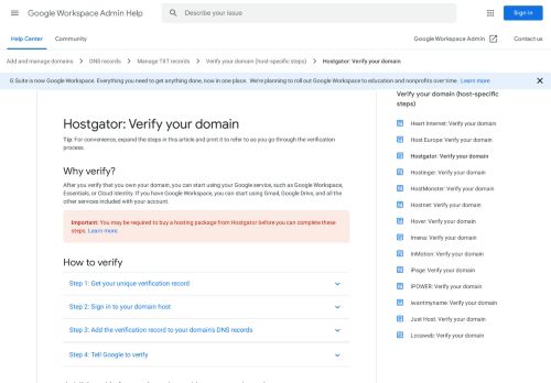 
                            11. Hostgator: Verify your domain - G Suite Admin Help - Google Support