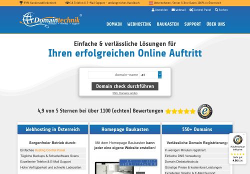 
                            2. Hosting & 500+ Domains | 1A Qualität aus Österreich | Domaintechnik®