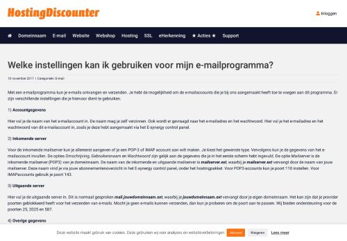 
                            4. HostingDiscounter - Welke instellingen kan ik gebruiken voor mijn e ...