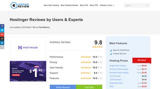 
                            11. Hostinger Reviews by Web Hosting Experts - February 2019