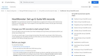 
                            8. HostMonster: Set up G Suite MX records - G Suite Admin Help