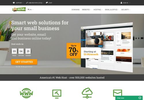 
                            3. HostPapa: Hosting web para pequeñas empresas | Mejor hosting web