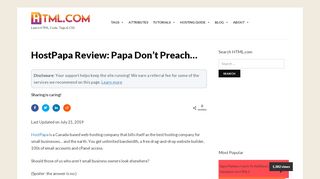 
                            9. HostPapa Review: Papa Don't Preach... » - HTML.com