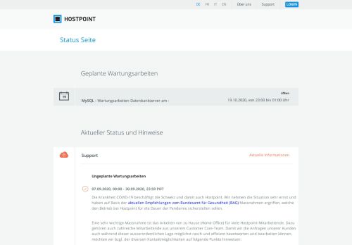 
                            13. Hostpoint - Statusseite