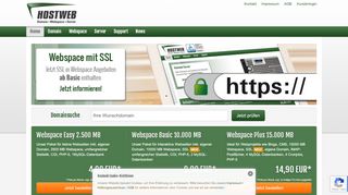 
                            1. Hostweb | Webspace, Domain mit PHP, MySQL, Perl, Statistik und SSL