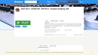 
                            10. HOT 93.5 - CIGM-FM - FM 93.5 - Greater Sudbury, ON - Listen Online