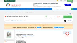 
                            10. Hot Deal Hungama Subscription Free Once per user - DesiDime
