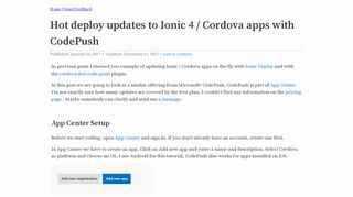 
                            13. Hot deploy updates to Ionic 4 / Cordova apps with CodePush