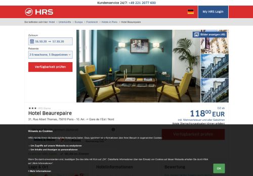 
                            1. Hotel Beaurepaire Paris - 3 HRS Sterne Hotel: Bei HRS mit Gratis ...