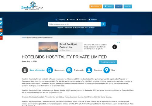 
                            10. HOTELBIDS HOSPITALITY PRIVATE LIMITED - Company, directors ...