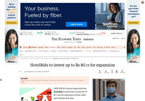 
                            13. HotelBids to invest up to Rs 80 cr for expansion - The Economic Times