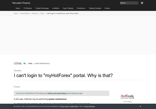 
                            8. HotForex – I can't login to “myHotForex” portal. Why is that? | FAQ ...