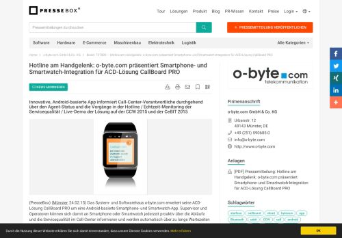 
                            11. Hotline am Handgelenk: o-byte.com präsentiert Smartphone- und ...