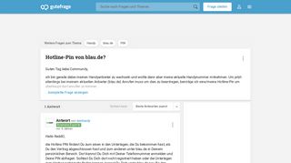 
                            12. Hotline-Pin von blau.de? (Handy) - Gutefrage