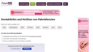 
                            12. Hotlines von DHL, Deutsche Post, GLS, DPD, Hermes, UPS