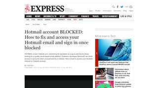 
                            9. Hotmail account BLOCKED: How to fix and access your Hotmail ...