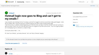 
                            6. Hotmail login now goes to Bing and can't get to my emails ...