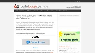 
                            8. Hotmail, Outlook, Live/MSN am iPhone & iPad einrichten - Apfelpage