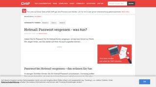 
                            1. Hotmail: Passwort vergessen - was tun? - CHIP