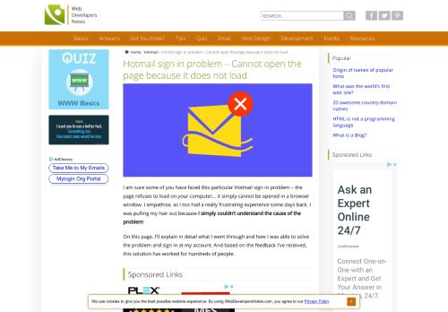 
                            4. Hotmail sign in problem - why is the page not loading or opening?